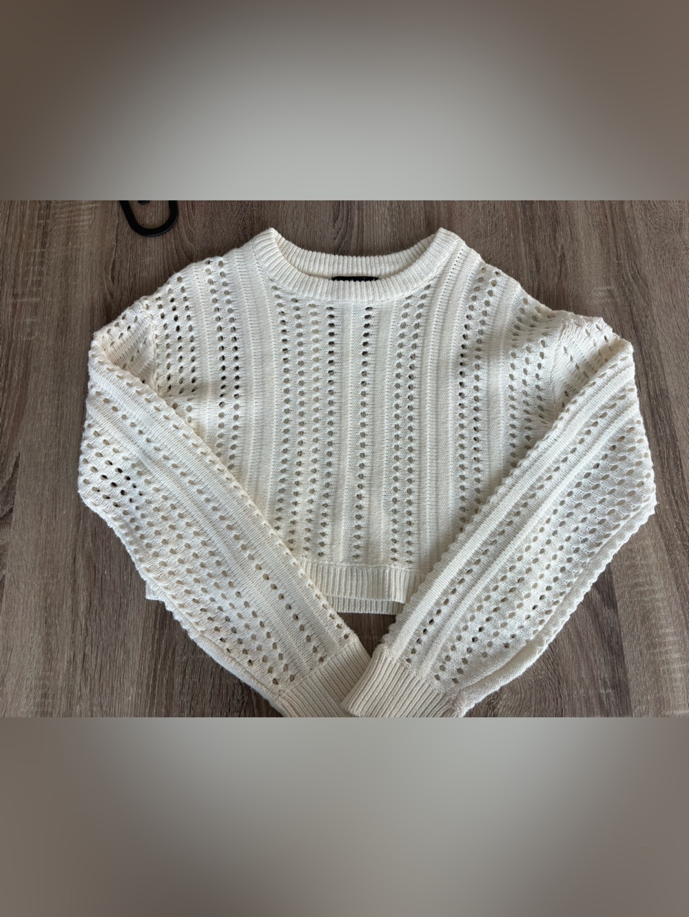 Streetwear Society Cream Open-Knit Crewneck Sweater
